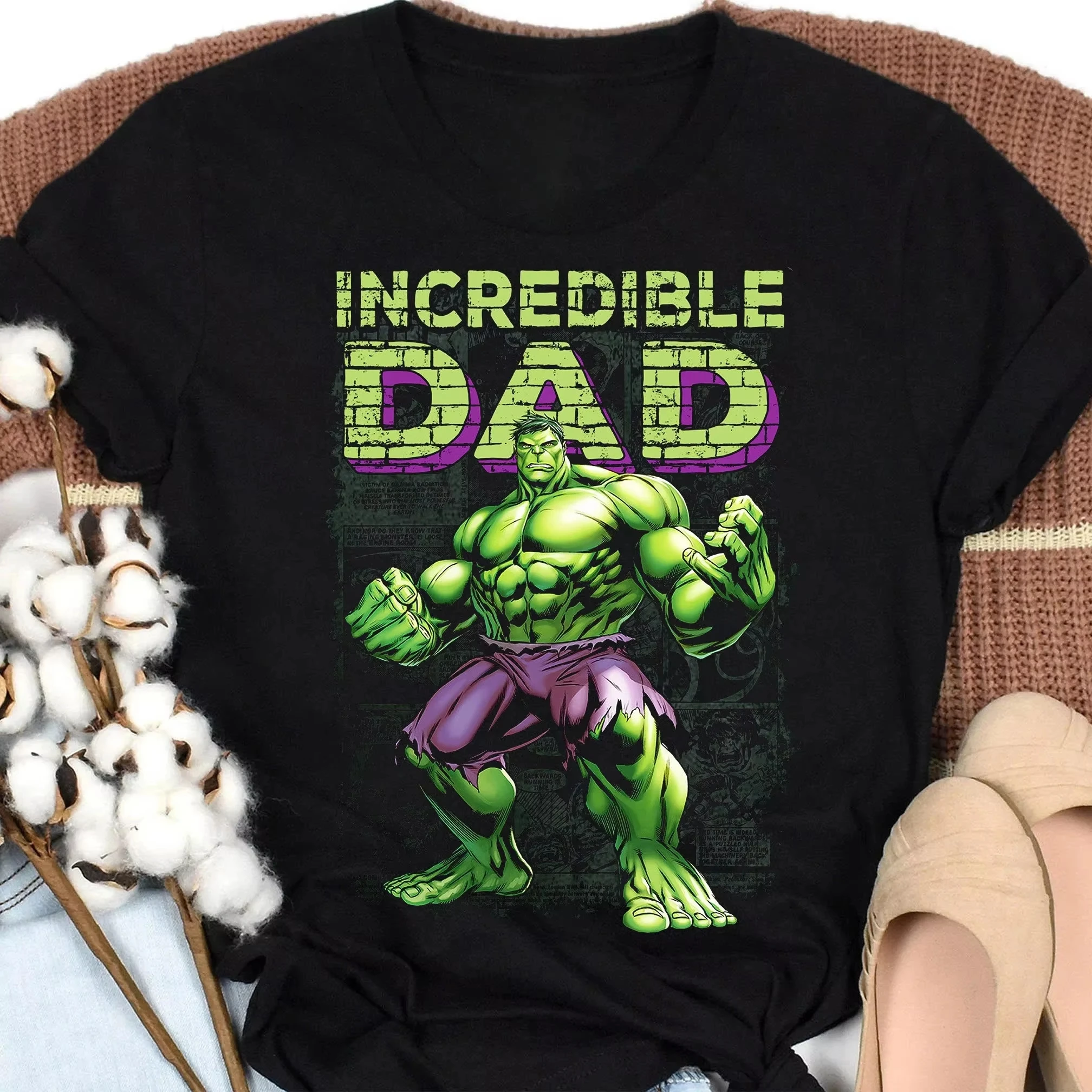 

Hulk Superhero Series Children's Favorite Style Men's and Women's Retro T-shirt Breathable Soft Super Large Parent Child Wear