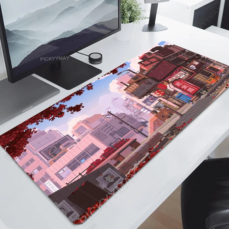 

Pixel Art Street Gaming Mousepads Desk Pad Gamer Mousepad Large Mouse Mat Desk Pads Keyboard Mats Big Mouse Pad