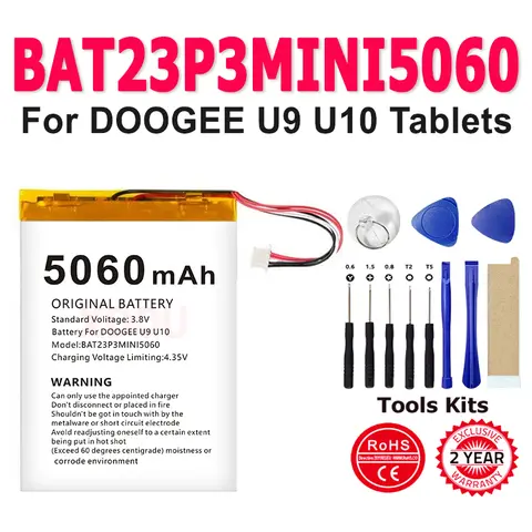 100% Brand New BAT23P3MINI5060 Battery 5060mAh For DOOGEE U9 U10 Tablets  Mobile Phone Accessories Batteries+Free tools