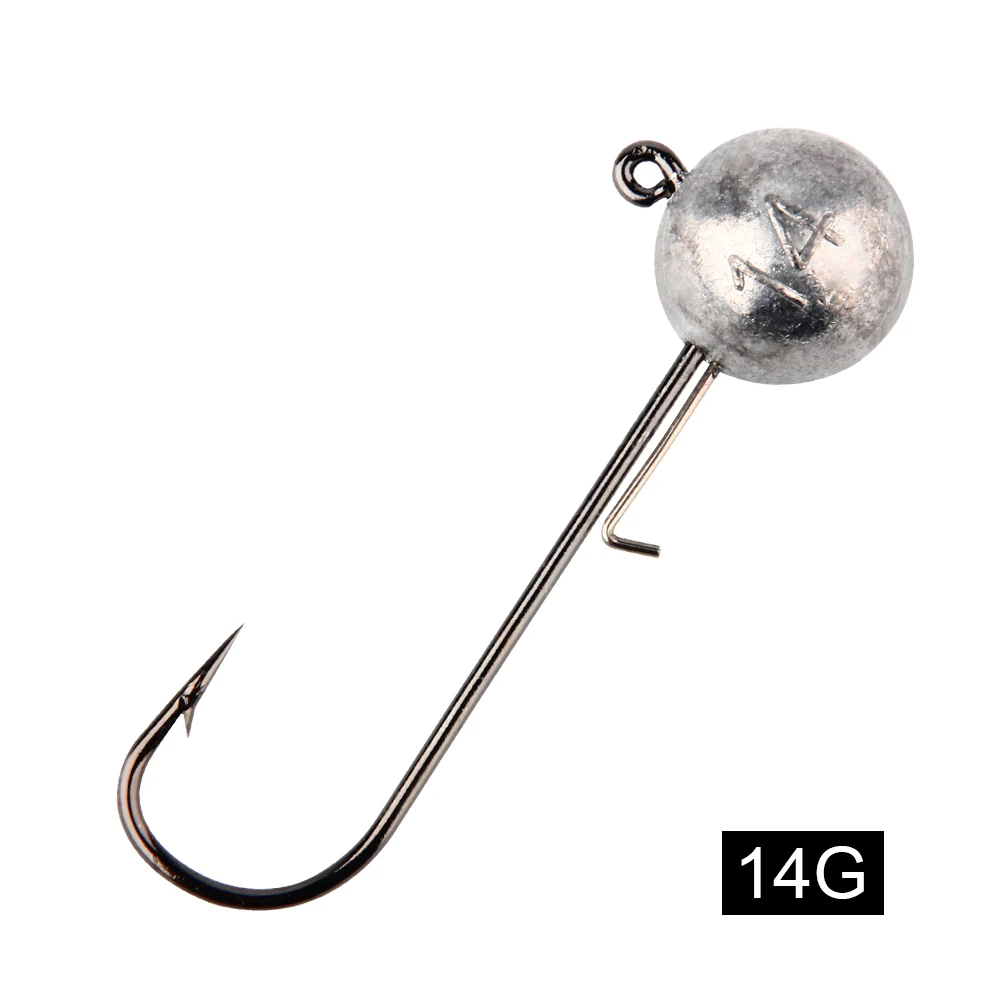 Spinpoler 5g 7g 10g 14g Jig Köpfe Angelhaken Lange Schaft Runde Kugel High Carbon stahl Lange Für Weiche Köder Wurm Zubehör 4 stücke