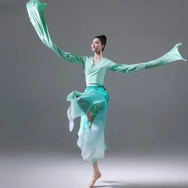 

National Dance Classical Yangko Dance Fan Dance Performance Costume Elegant UmbrellaCostume Adult Female Elegant National Hanfu