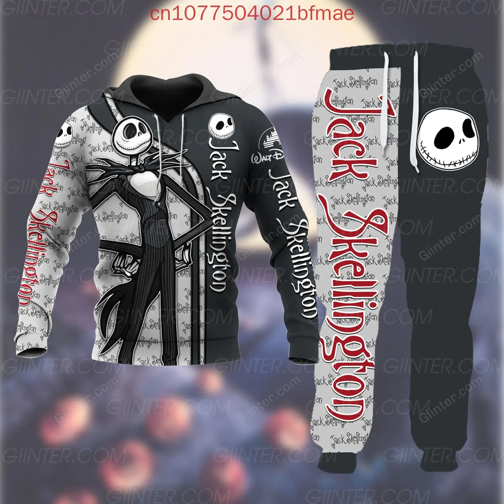 ديزني الكابوس قبل عيد الميلاد زي تأثيري 3D هوديي جاك Skellington زي هوديي وسراويل عداء ببطء مجموعات #2