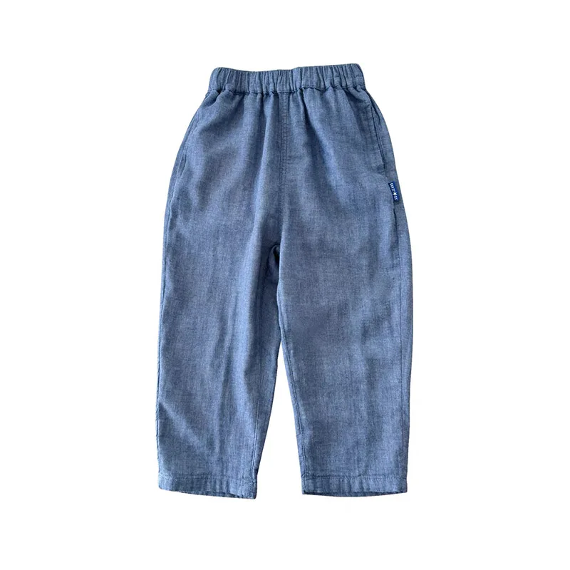 Double layered Cotton Yarn Boys Pants Summer Thin Loose Casual Pants Kids