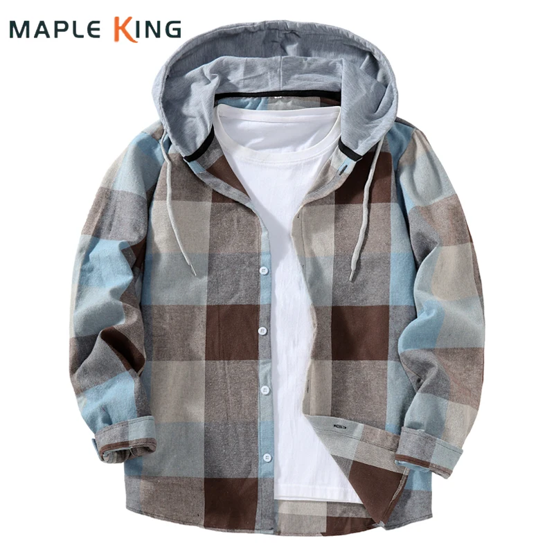 

Мужская одежда в клетку с капюшоном, роскошный свободный кардиган, уличная одежда, винтажная одежда 2025 года, мужские хипстерские майки с длинными рукавами Hombres