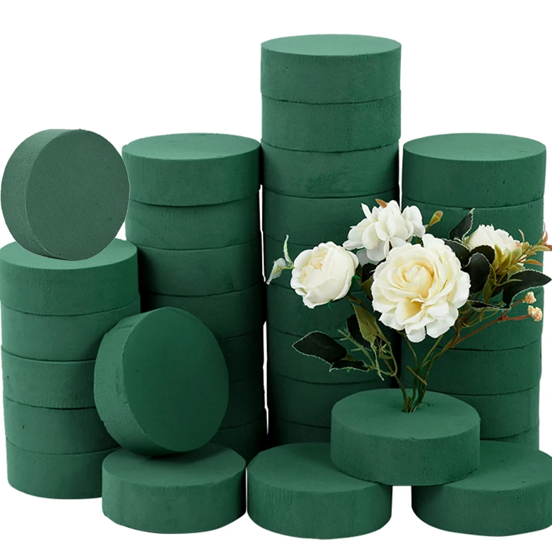 젖은 폼 실린더 꽃 진흙 DIY 꽃꽂이, 웨딩 홈 데코 플로리스트 꽃 포장용 녹색 폼 블록, 1 개, 3 개