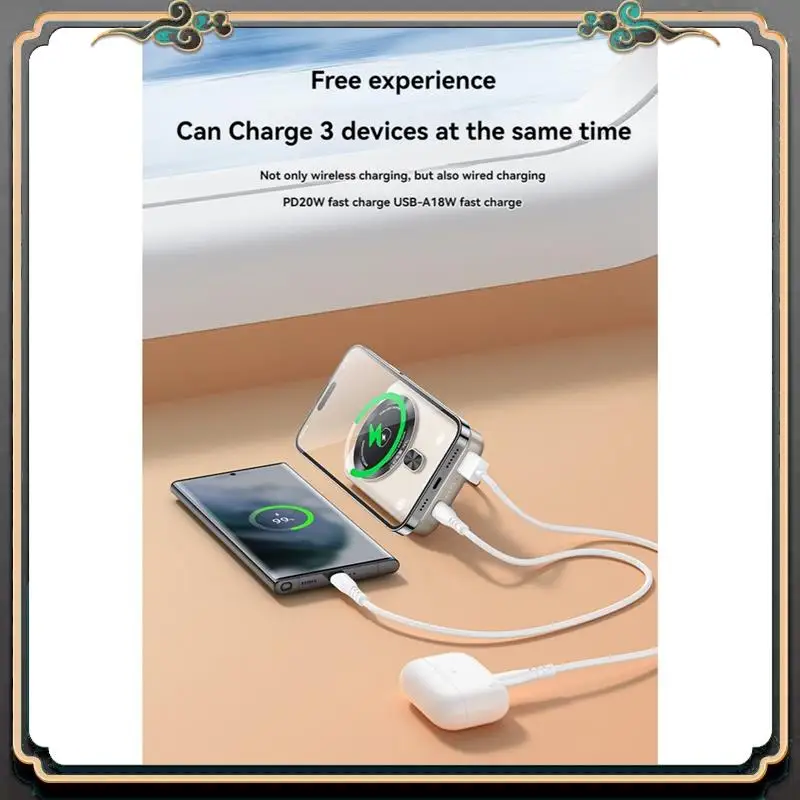 

ASMA-Magnetic Power Bank 10000 мАч 15 Вт Портативное беспроводное зарядное устройство Magsafe с держателем для Iphone для серии часов