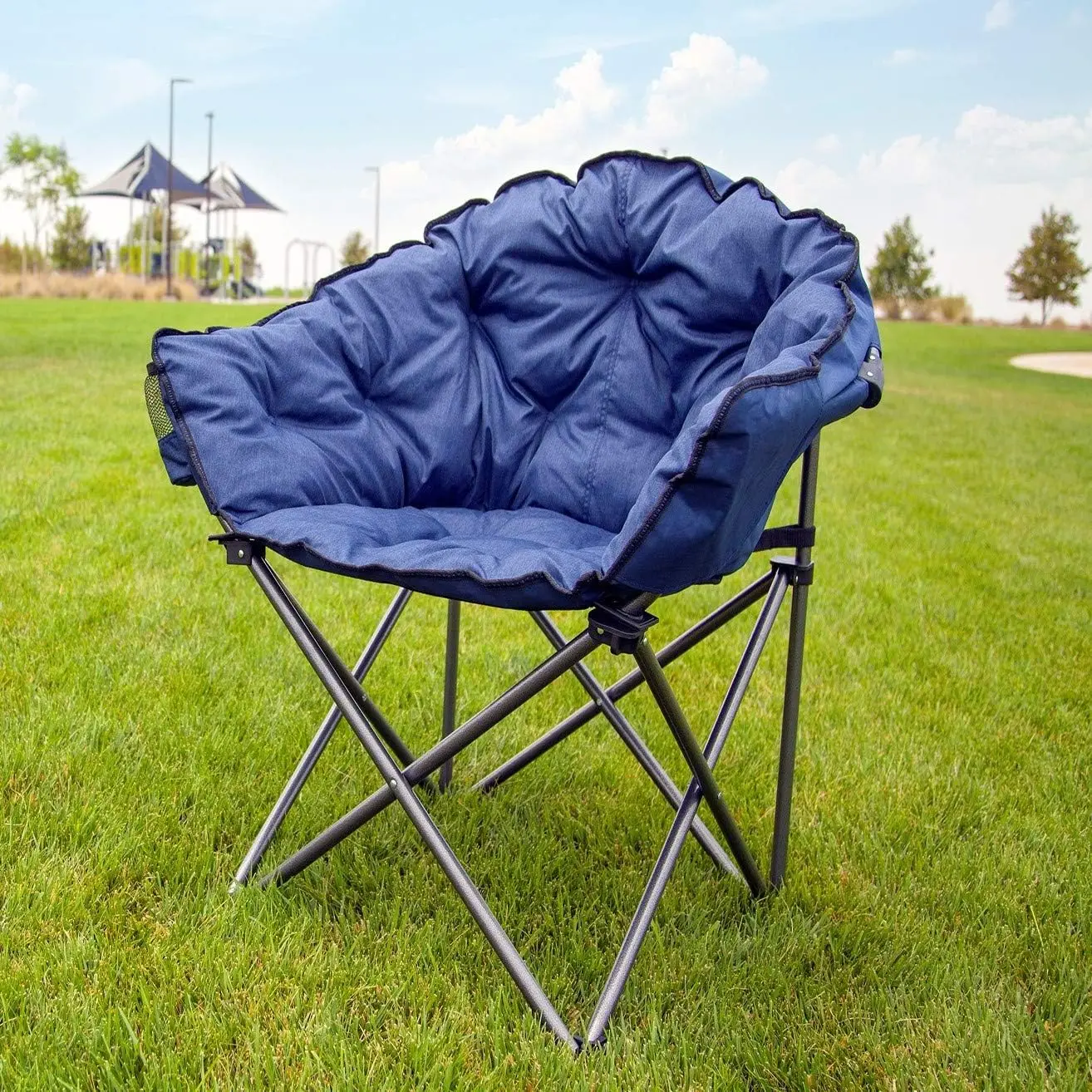 

Blue Padded Outdoor Folding Lounge Chair with Cushion, Portable & Durable for Patio
