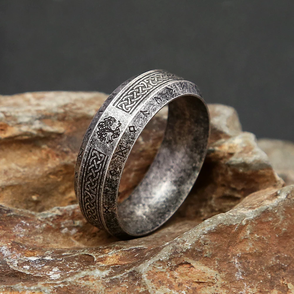 Fashion Vintage Nordic Tree of Life Ring for Men Women Stainless Steele Viking Rune Rings Biker Amulet Jewelry Gift Wholesale