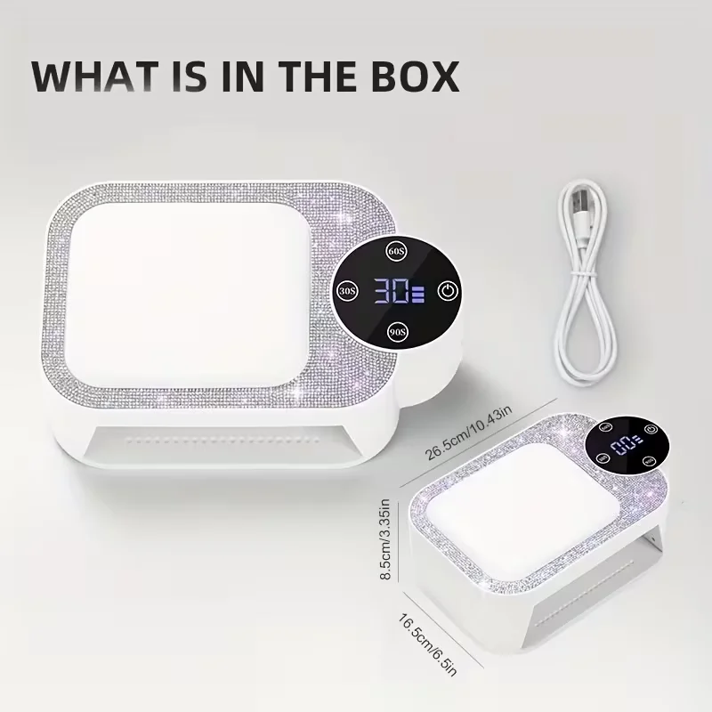 Profesjonalna lampa do paznokci z zasilaniem USB, podpórką pod ramię i wyświetlaczem LCD, ładowalna suszarka do paznokci