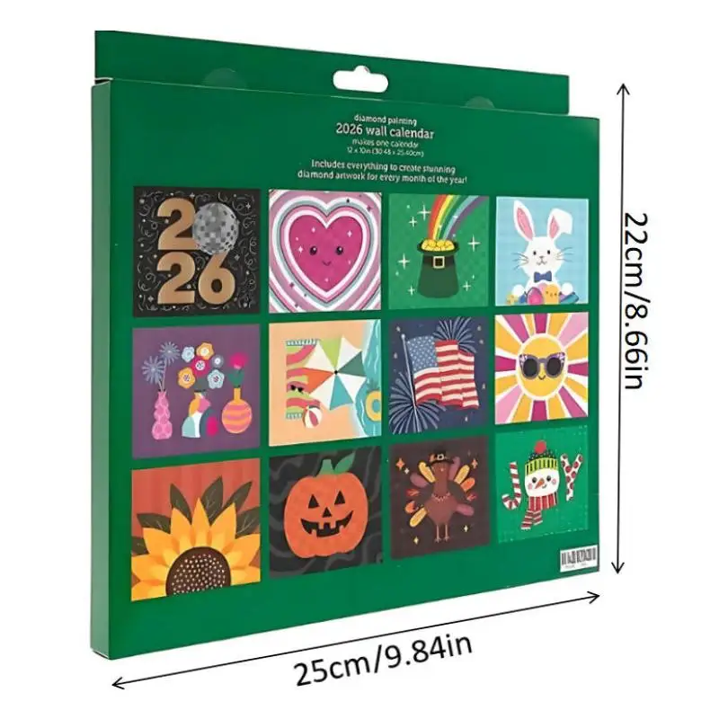 1 قطعة 2026 جدار التقويم طقم الطلاء 12 شهر الوجه تقويم الحائط مع للقيام قائمة عيد الميلاد مكتب المنزل الديكور هدية #6