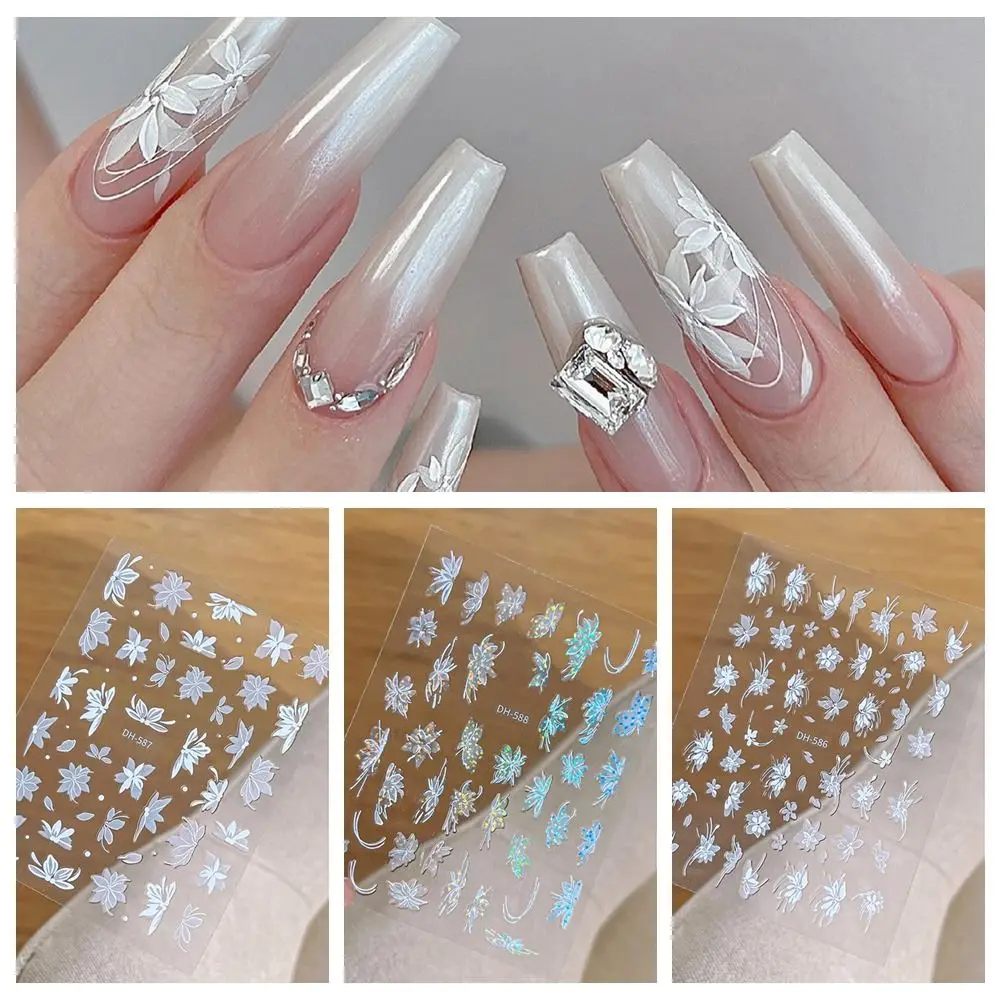 Manicure Ornaments Flowers Nail Stickers Nail Accessories Flowers Nail Charms Flowers Nail Decals Laser Petals