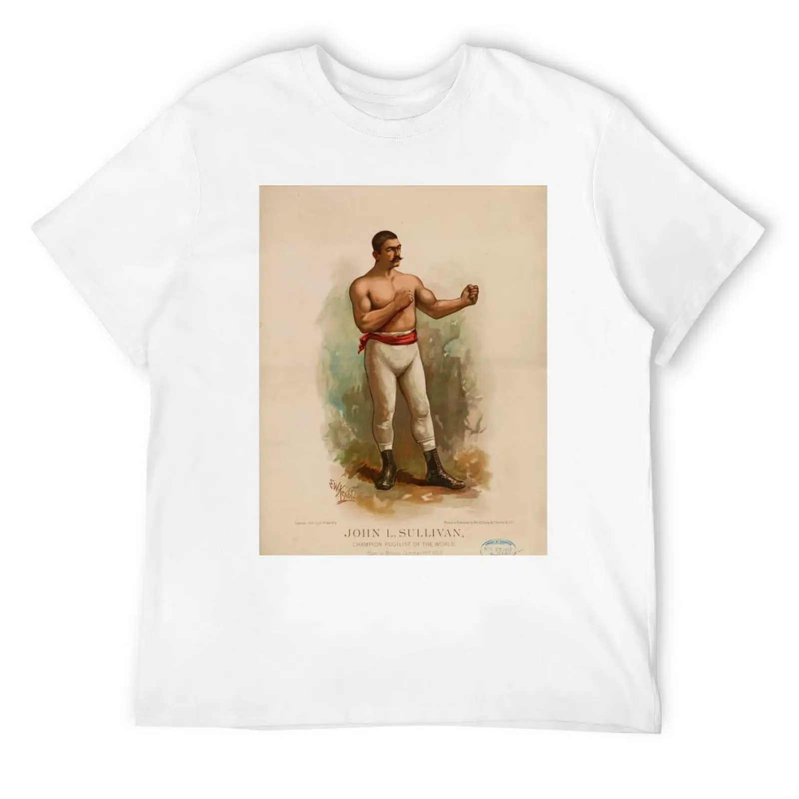 John L. Sullivan Champion Pugilist (1883) T-Shirt funny shirt cotton blue lock valentines clothes mens tall t shirts