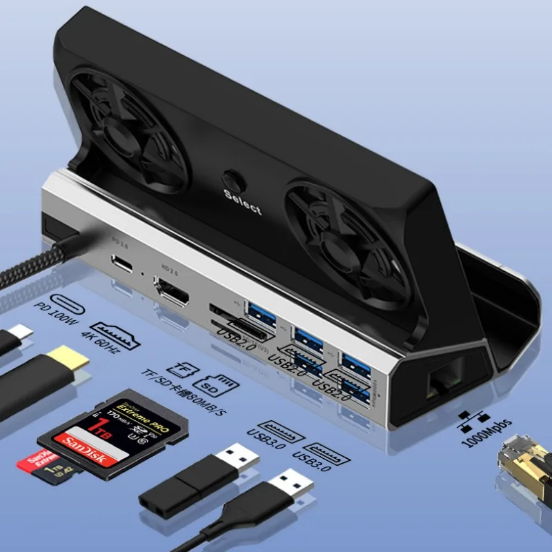 10 In 1 USB C Docking Station Hub For Steam Deck ROG Ally,4K UHD HDMI,100Mbps RJ45 Ethernet USB 2.0 100W PD Fast Charge Type C