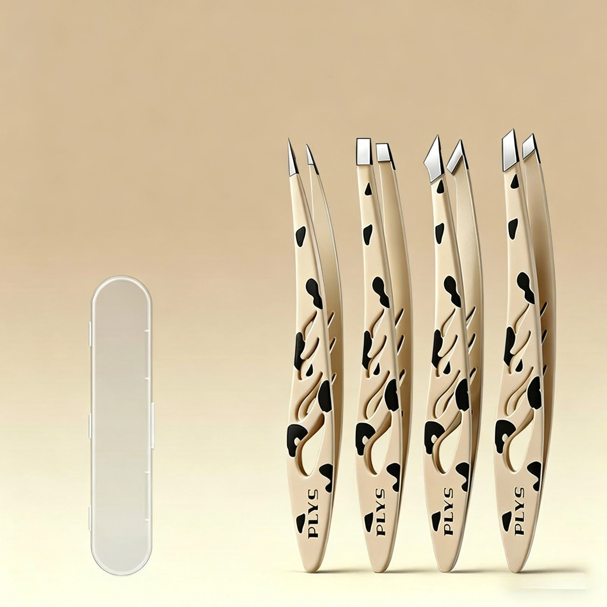 4-Pack Multi-purpose Stainless Steel Eyebrow Tweezers Set Facial Hair Trimmer Makeup Tools for Eye Shaping