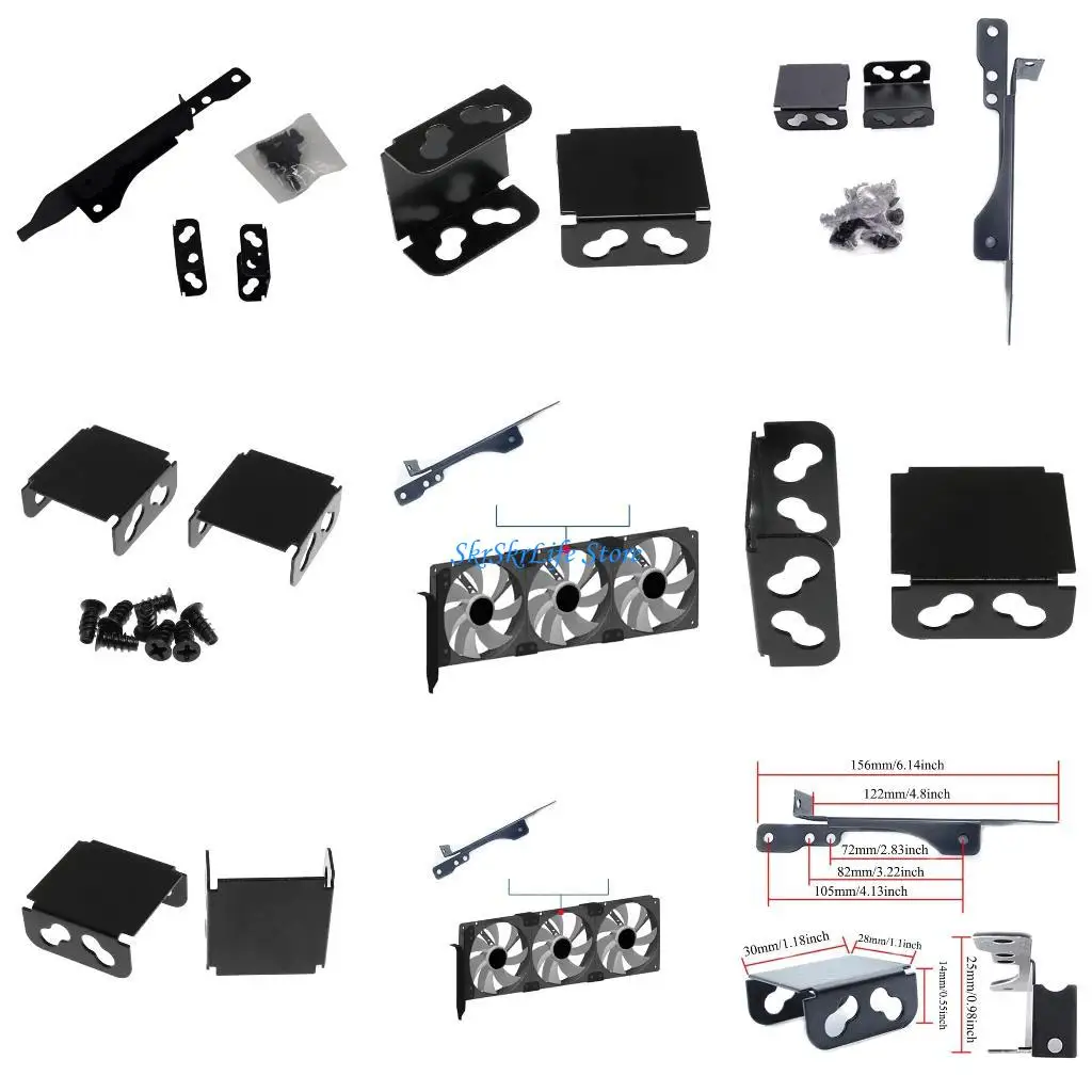 E65E Dual-Fan làm mát khung cho card đồ họa máy tính hỗ trợ 8/9/12cm quạt