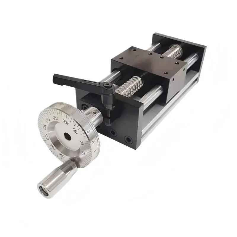300MM stroke ball screw linear guide slide motion module with manual crank cross lift