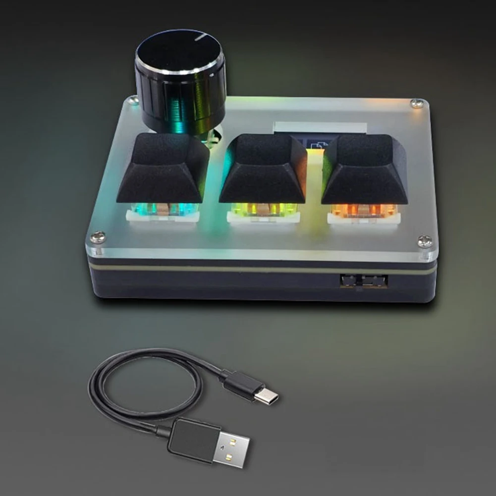 L77A 3-Key لوحة مفاتيح سلكية مخصصة أزرق التبديل OSU لوحة مفاتيح الألعاب مع شاشة مقبض RGB نسخة لصق لوحة المفاتيح Shotcut