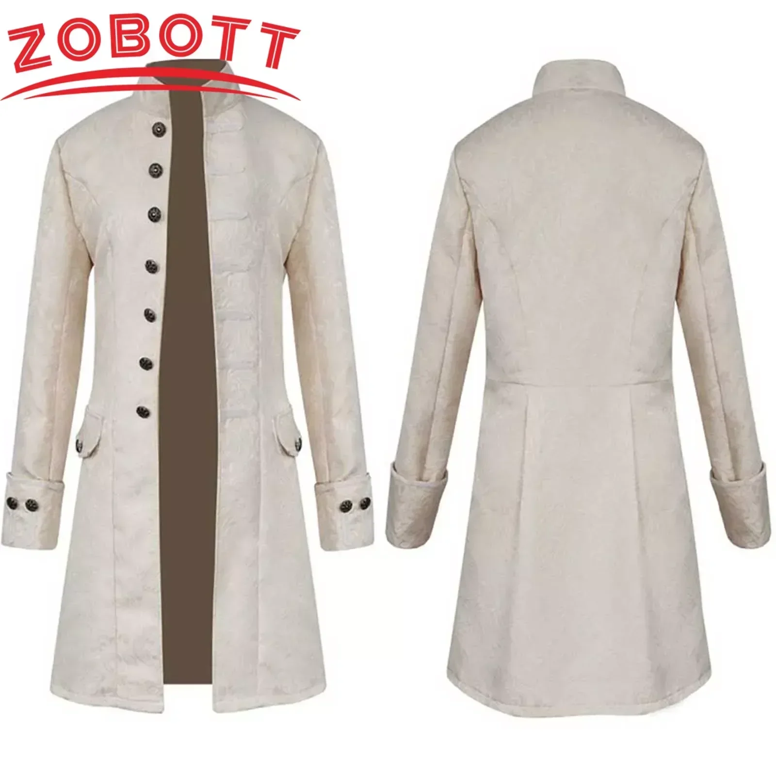 رجل القوطية Steampunk فستان معطف خمر القرون الوسطى الفيكتوري زي يرتدى عصر النهضة سترة أزرار خندق معطف أبلى