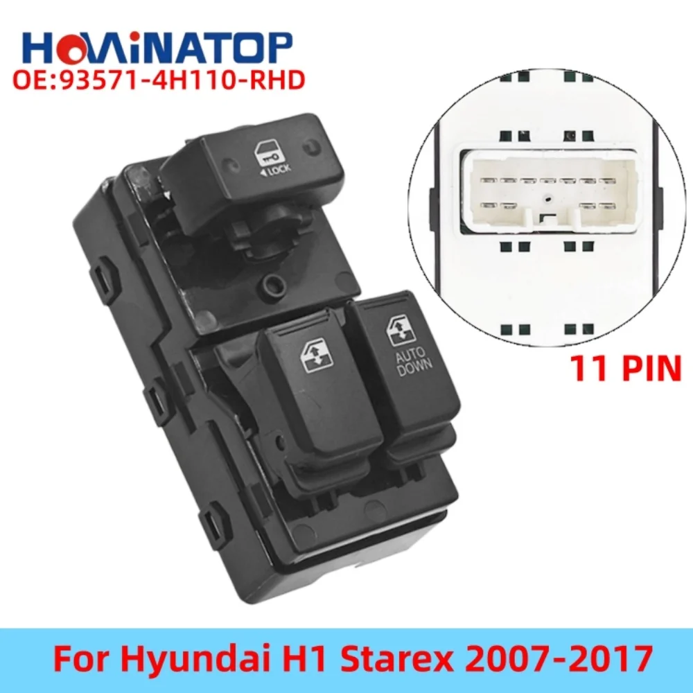 HOWINATOP 93571-4H110 11Pin RHD Master Power Window Switch With AUTO DOWN For Hyundai H1 Starex 2007-2017 OEM Replacement