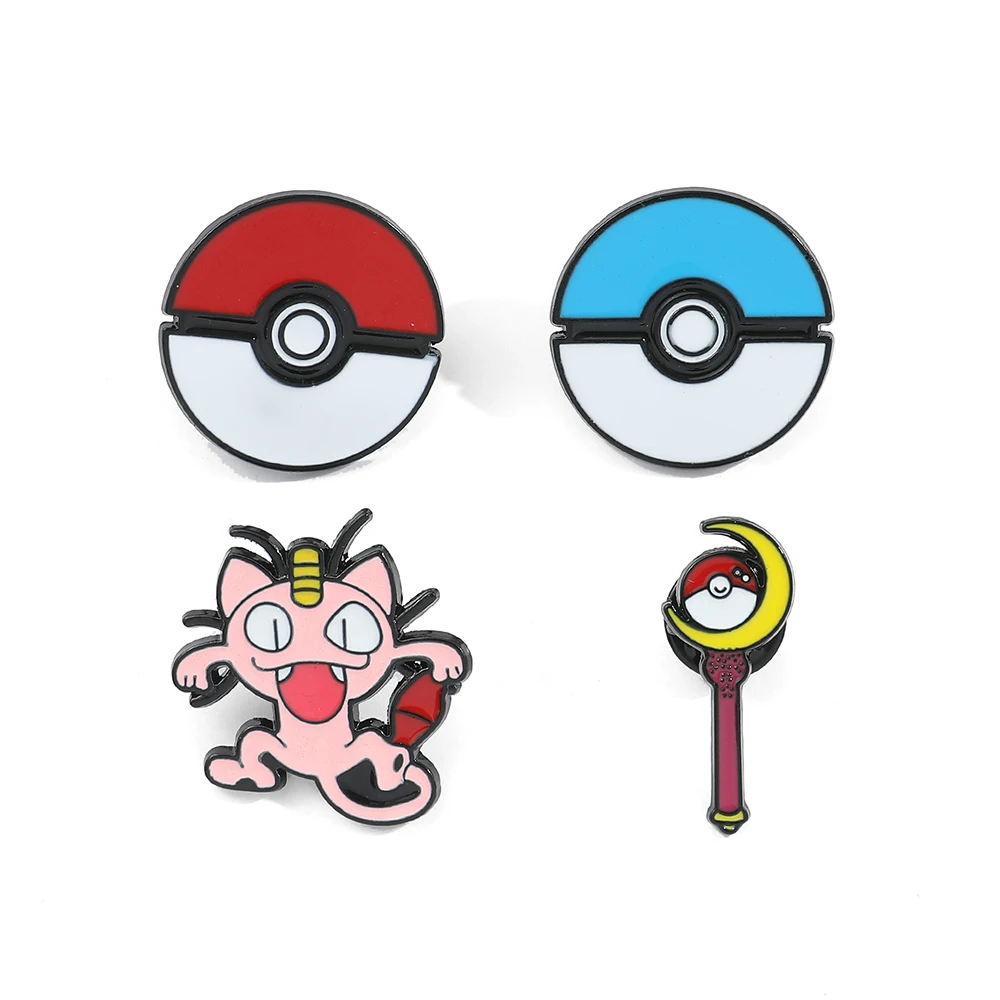 Pokemon Anime Pokémon Brooch Cartoon Poké Ball Model Badge Student Enamel Pins Kids Christmas Gifts