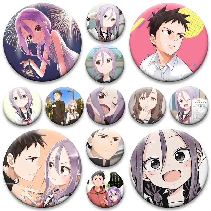 Anime When Will Ayumu Make His Move Button Pins Ayumu,Urushi Cartoon Badge Fashion Round Brooches for Backpack Accessories Gifts