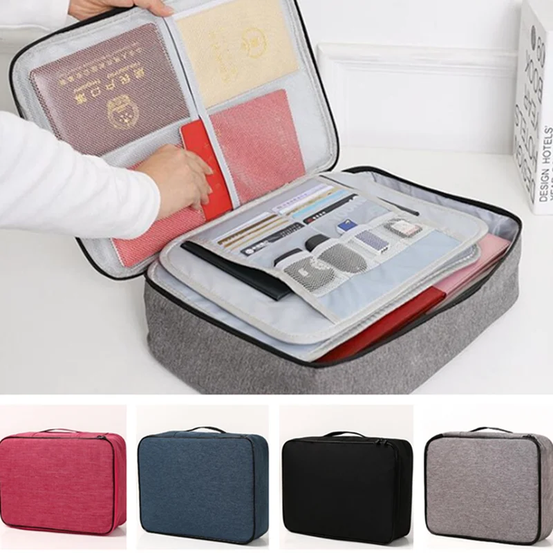 Document Bag Large Capacity Travel Passport Wallet Card Organizer Men's Business Waterproof Storage Pack Home Accessories Item