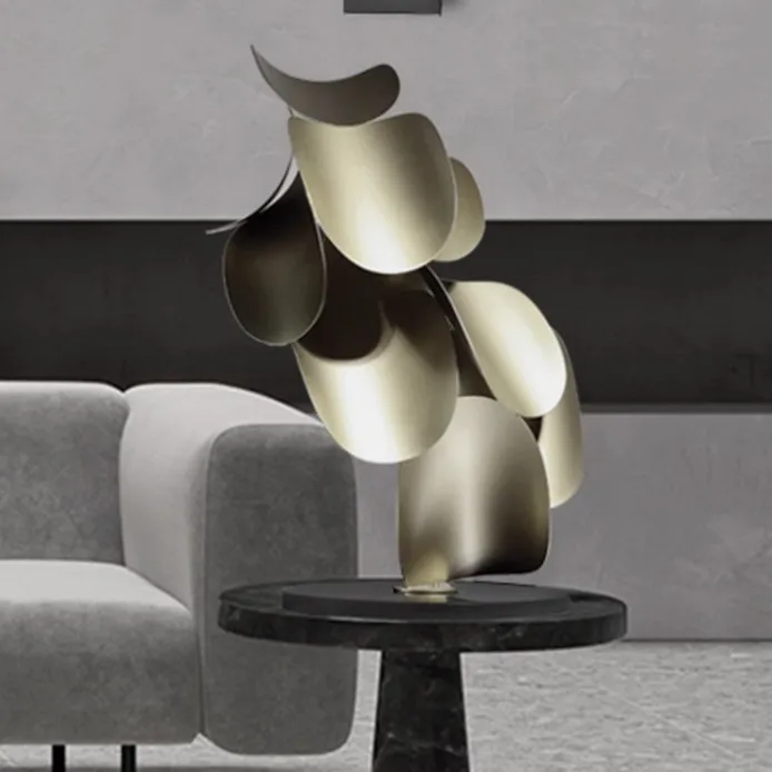 DSA Abstract Metal Art Leaf Stacked Ornament Sculpture Soft Decoration Desktop Exhibition Hall Sales Office Entrance Cabinet