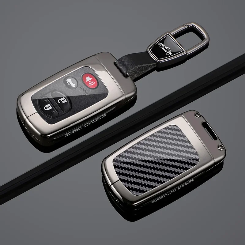 Suitable Alloy Carbon Fiber Car Key Case for Toyota Camry Crown Majesta Highlander Land Cruiser Prado Kluger Mark X Keychain