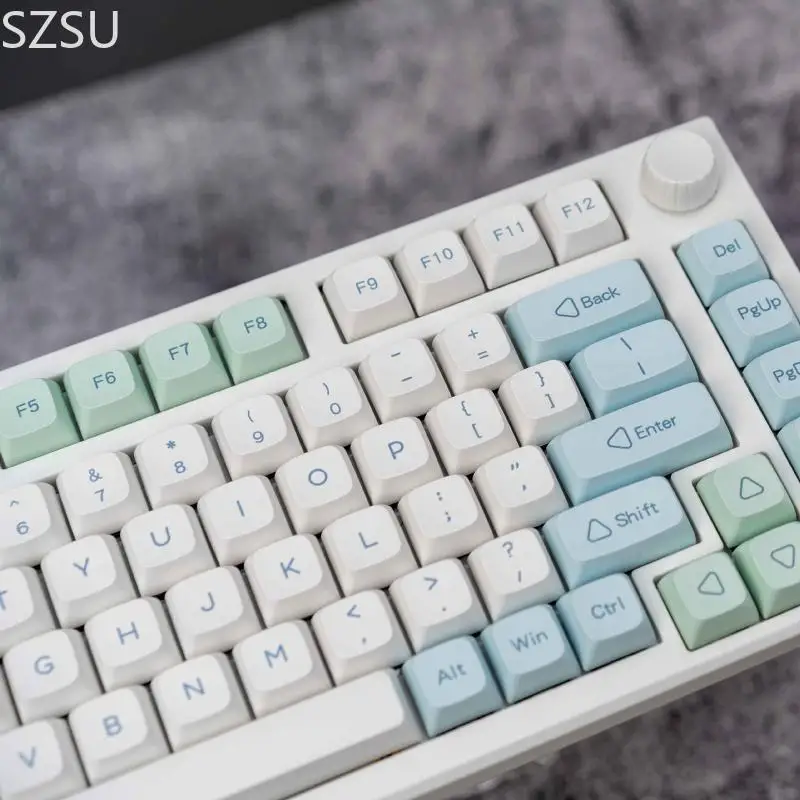 SZSU 133 keys/set Minimalist Ice Mint Keycap PBT XDA Profile Dye Sublimation Keycap