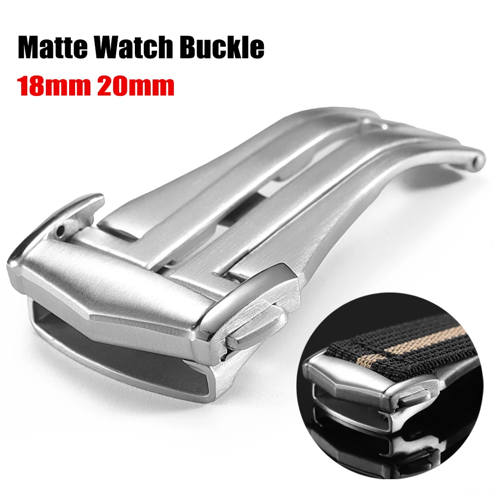 Matte Stainless Steel Watch Buckle for Omega 18mm 20mm Brushed Deployment Clasp Double Press Folding Buckles Button Accessories