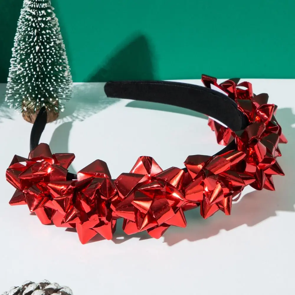 Bandeau brillant flocon de neige joyeux Noël, nœuds côtelés, nœud rond confettis, cerceau à cheveux, coiffure, ruban étoile de Noël, bandeau de sauna, nouvel an