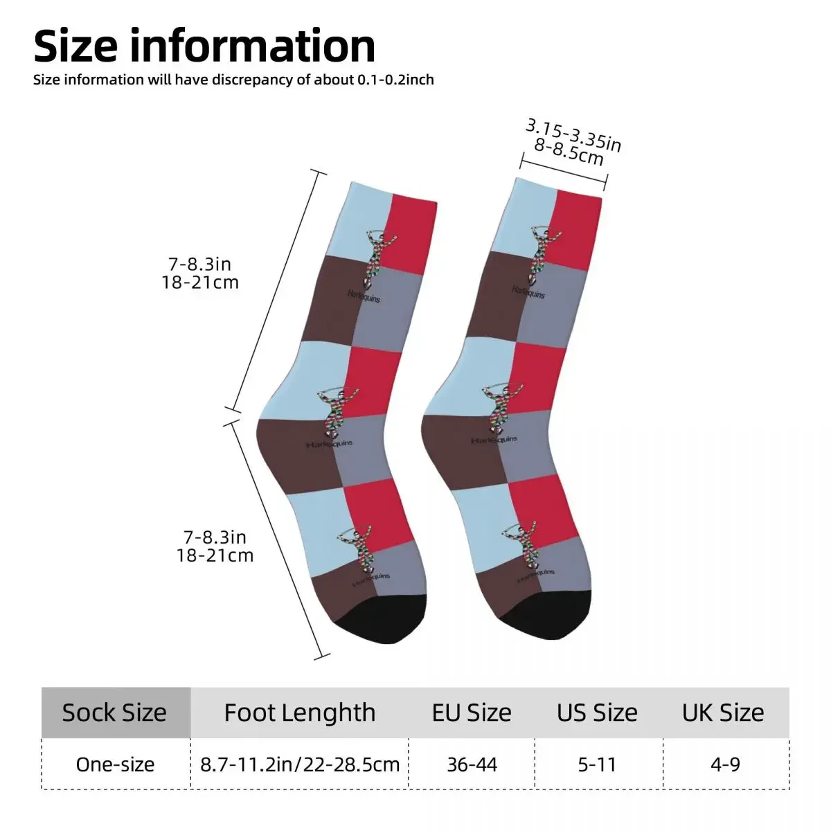 Harlequins Rugby Socks Harajuku Super Soft Stockings All Season Long Socks Accessories for Unisex Christmas Gifts