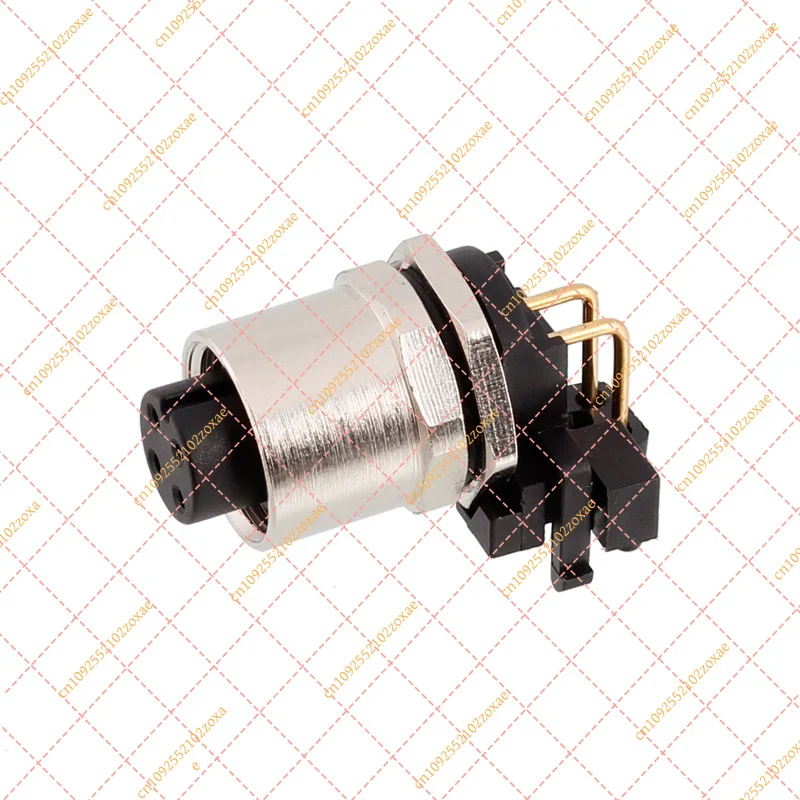 Angled M12x1 Connector 3 Pin 4 Pin 5 Pin Male Female Socket PCB Screw Mount Waterproof IP67 Shielded Unshielded Electronic Parts