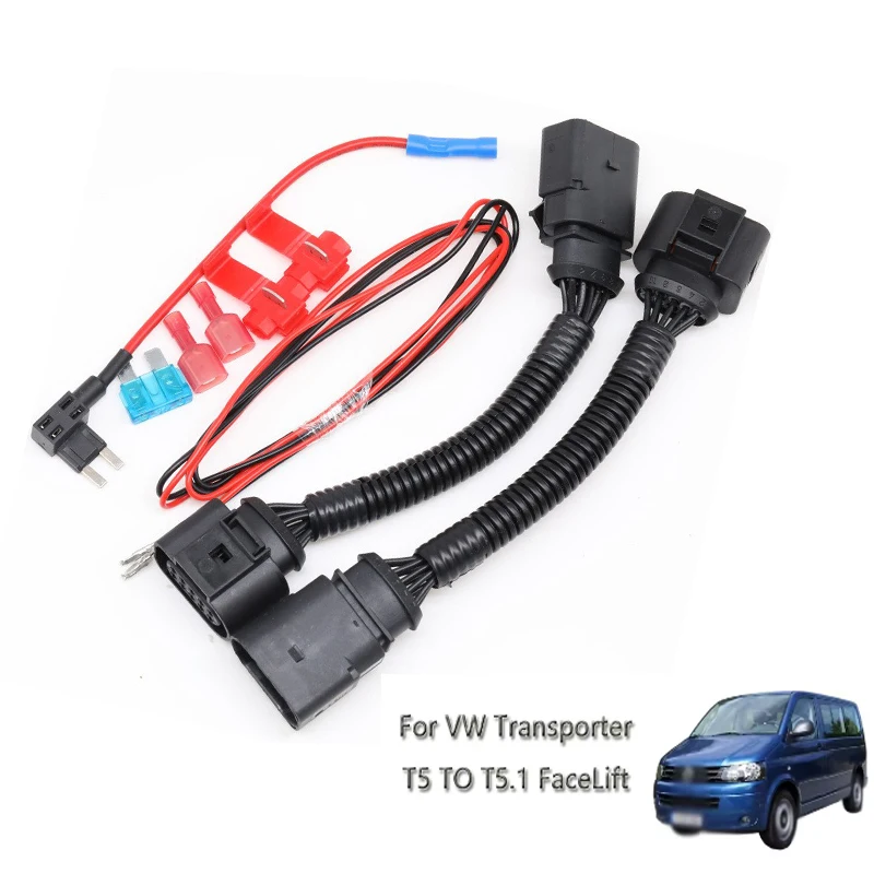 Auto Headlight Conversion Upgrade Adaptor Wiring Harness Car Connector Wire For VW Transporter T5 To T5.1 FaceLift Car Parts