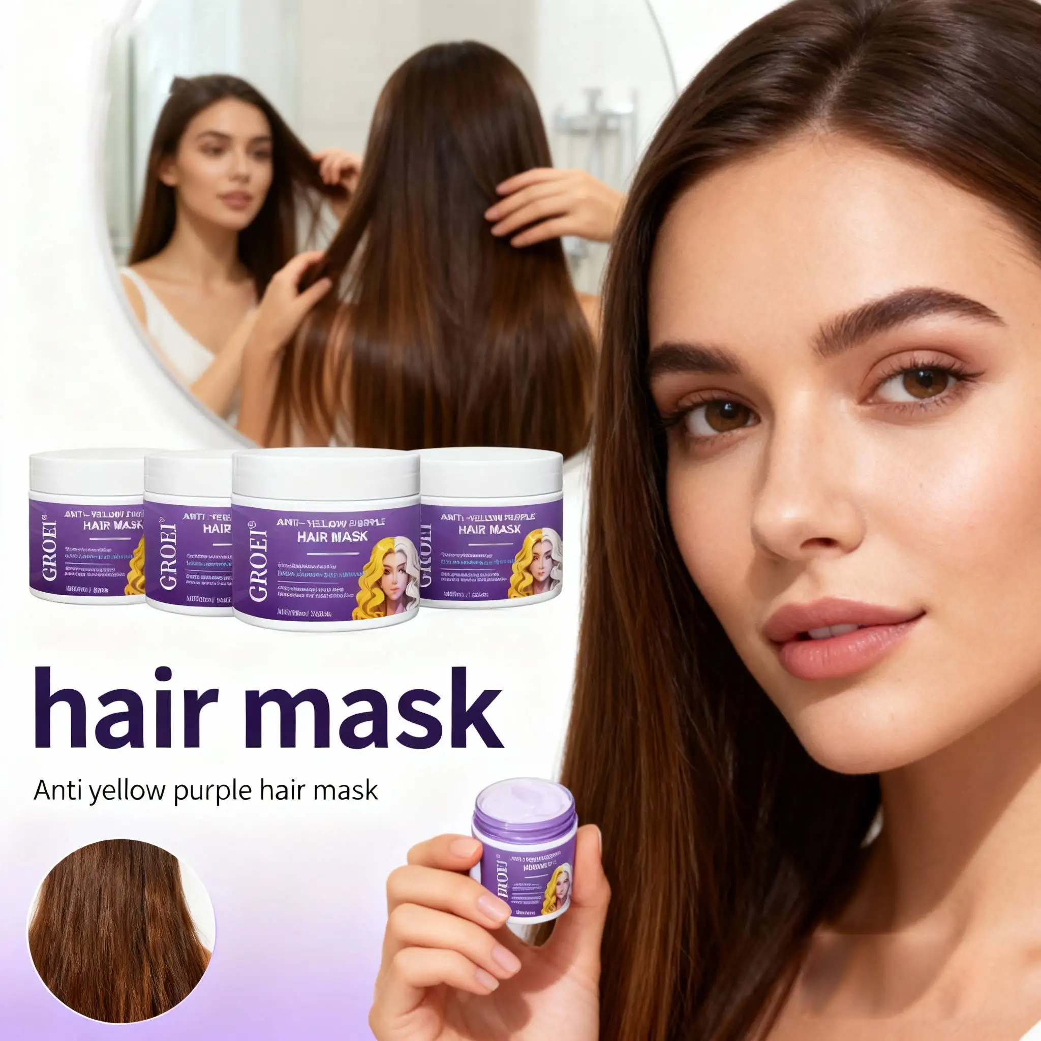 

Lock Color Purple Hair Mask Cover Gray Hair Fade Yellow After Bleach Hair Shampoo Non-irritating Anti Brass Tones Hair Shampoo