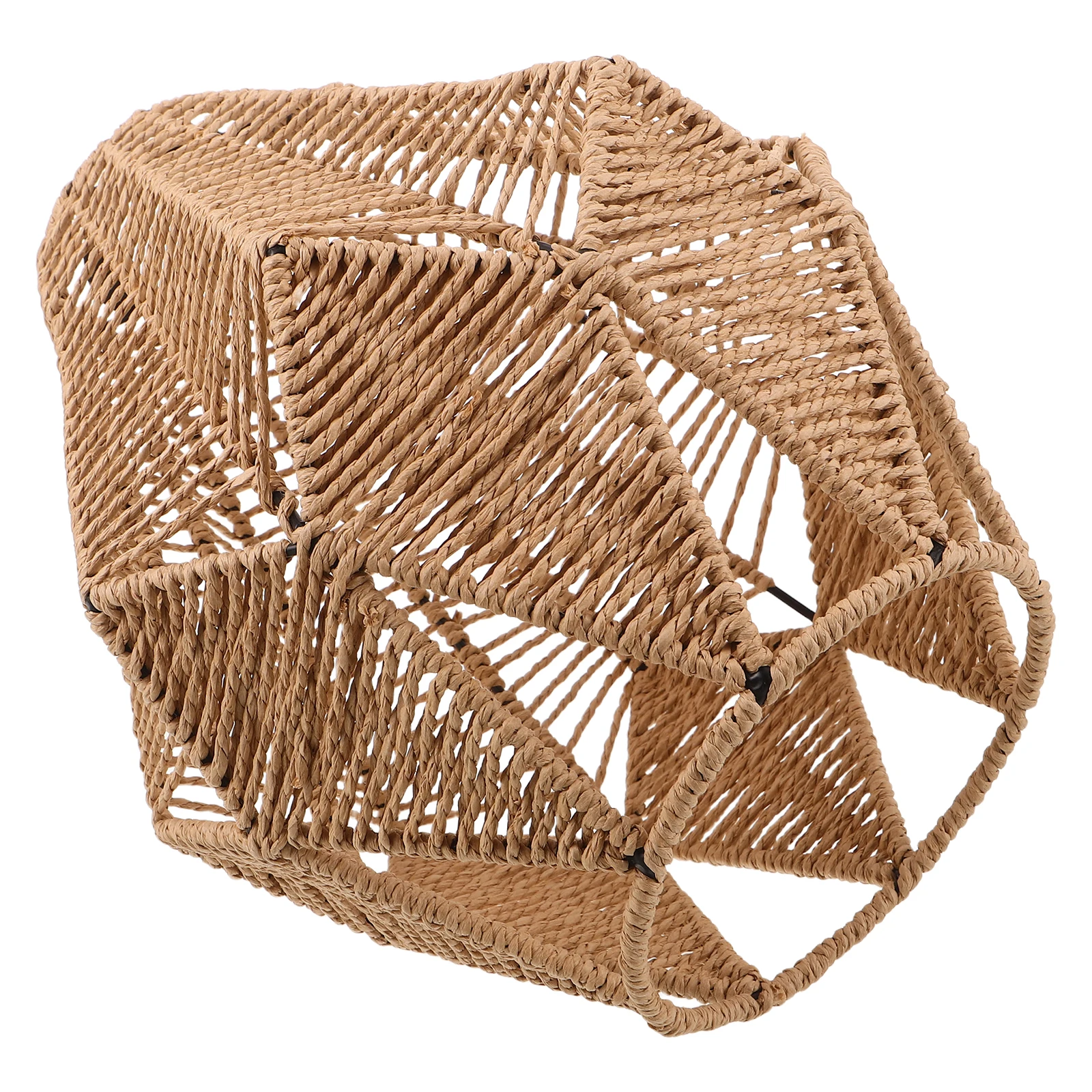 

Rustic Pendant Lampshade 4Cm Hole Hand-Woven Rope Design Bohemian Style Woven Paper Cord Light Cover for Living Room Bedroom