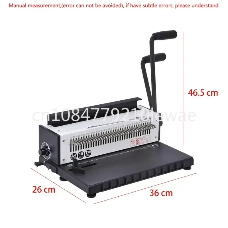 TD-1500B34 Manual Spiral Wire Binding Machine Metal 34 Punching Hole Square 4*4mm Photo Album A4 Paper Binder Puncher Machine