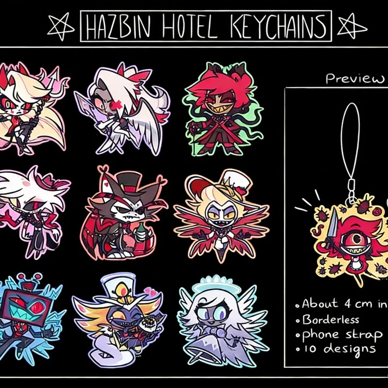 Hazbin Hotel Inspired acrylic Keychains / phone chain / Cartoon game Character pendant