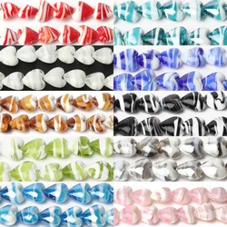 15x15mm Murano Heart Shape Pick Colors Stripe Beads Large Lampwork Crystal Glass Beads For Women Jewelry Bracelet Accessories