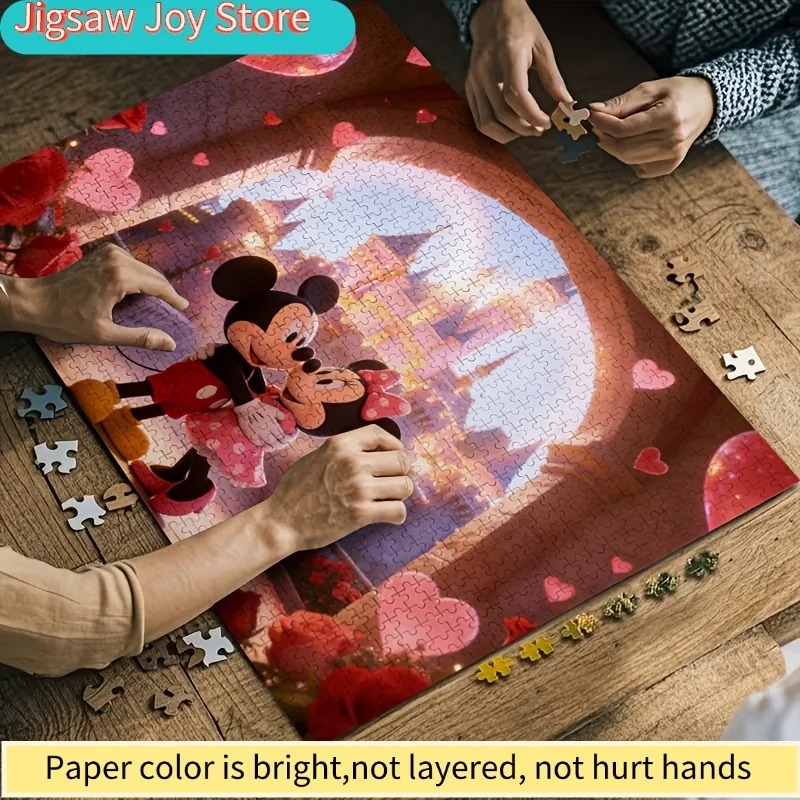 จิ๊กซอว์ 2 มิติ แบบแบน 1,000 ชิ้น ลายดิสนีย์ มิกกี้ มินนี่ รูปโค้ง |   บอลลูนรูปปราสาท, ของขวัญโรแมนติกวันวาเลนไทน์, จิ๊กซอว์กลีบกุหลาบ