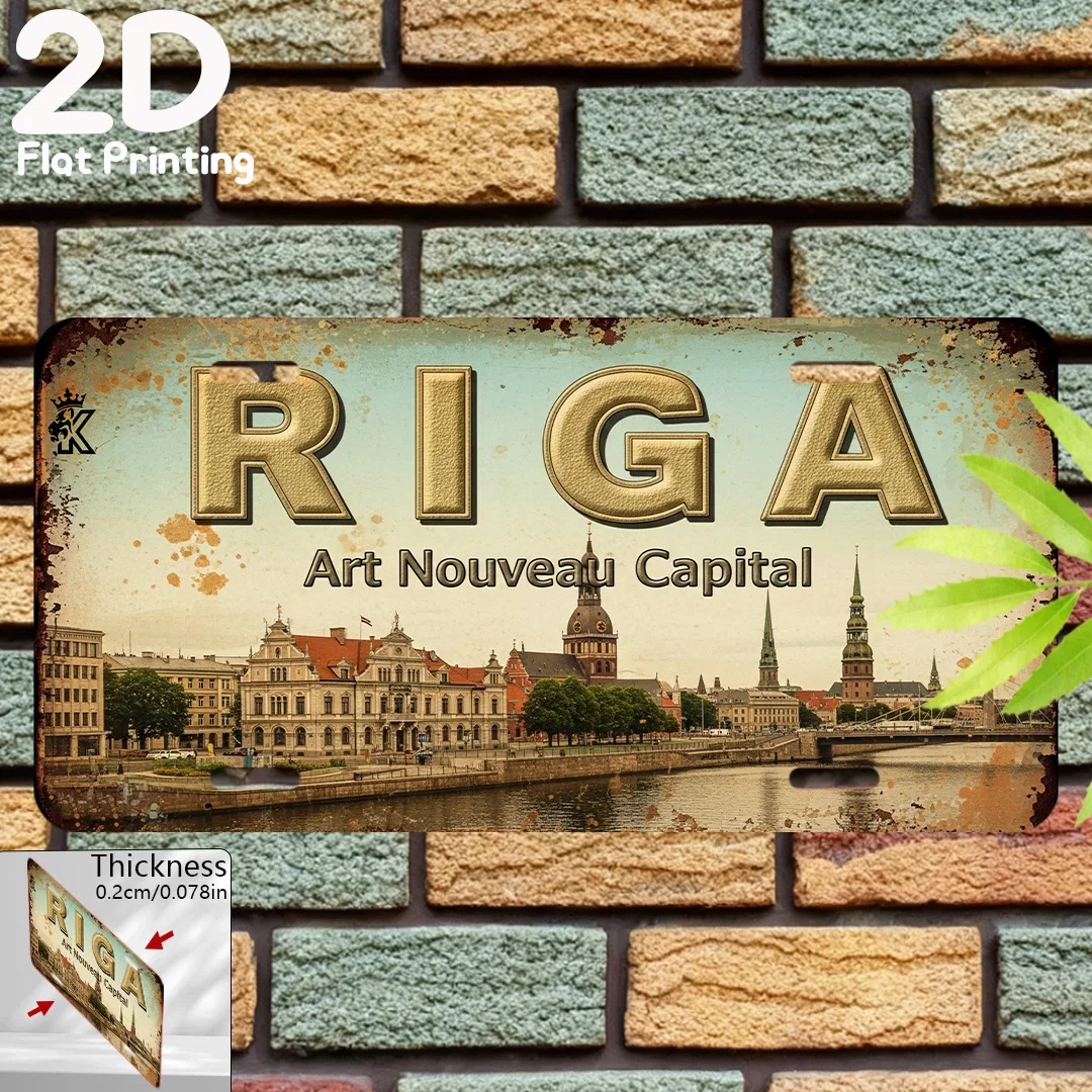 2D Flat, 2D Flat Printing, 1pc,, for Decor Only, Decorative Plaque & Statues (15.24cm X 30.48cm), Riga Art Nouveau Capital, R