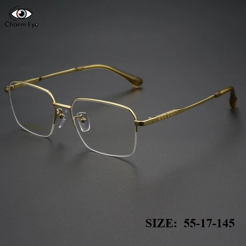 

Очки для мужчин из чистого титана 2026: ультралегкие, полуоправные, квадратные, оптические, модель 5001, для коррекции близорукости, чтения, с защитой от синего света