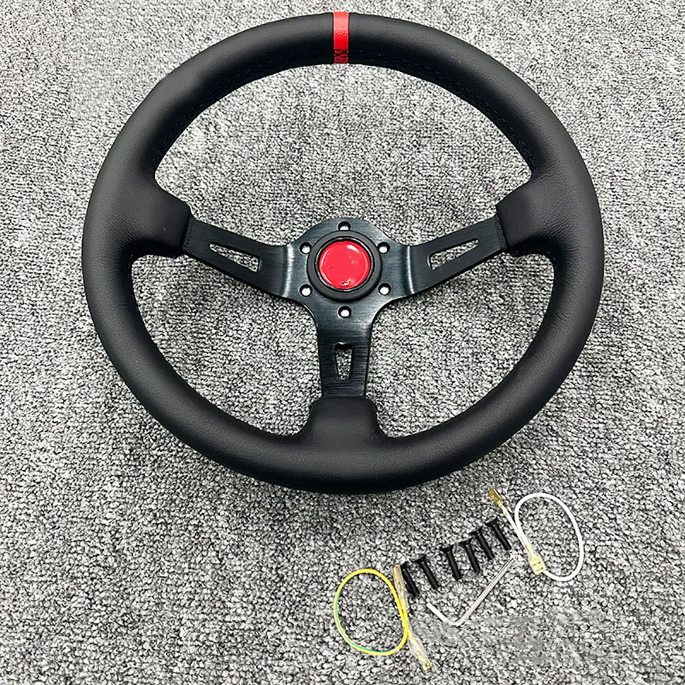 

Модификация автомобиля, гоночный спортивный руль, 13-дюймовый большой вогнутый глубокий вогнутый кожаный универсальный аксессуар, coche ferramentas