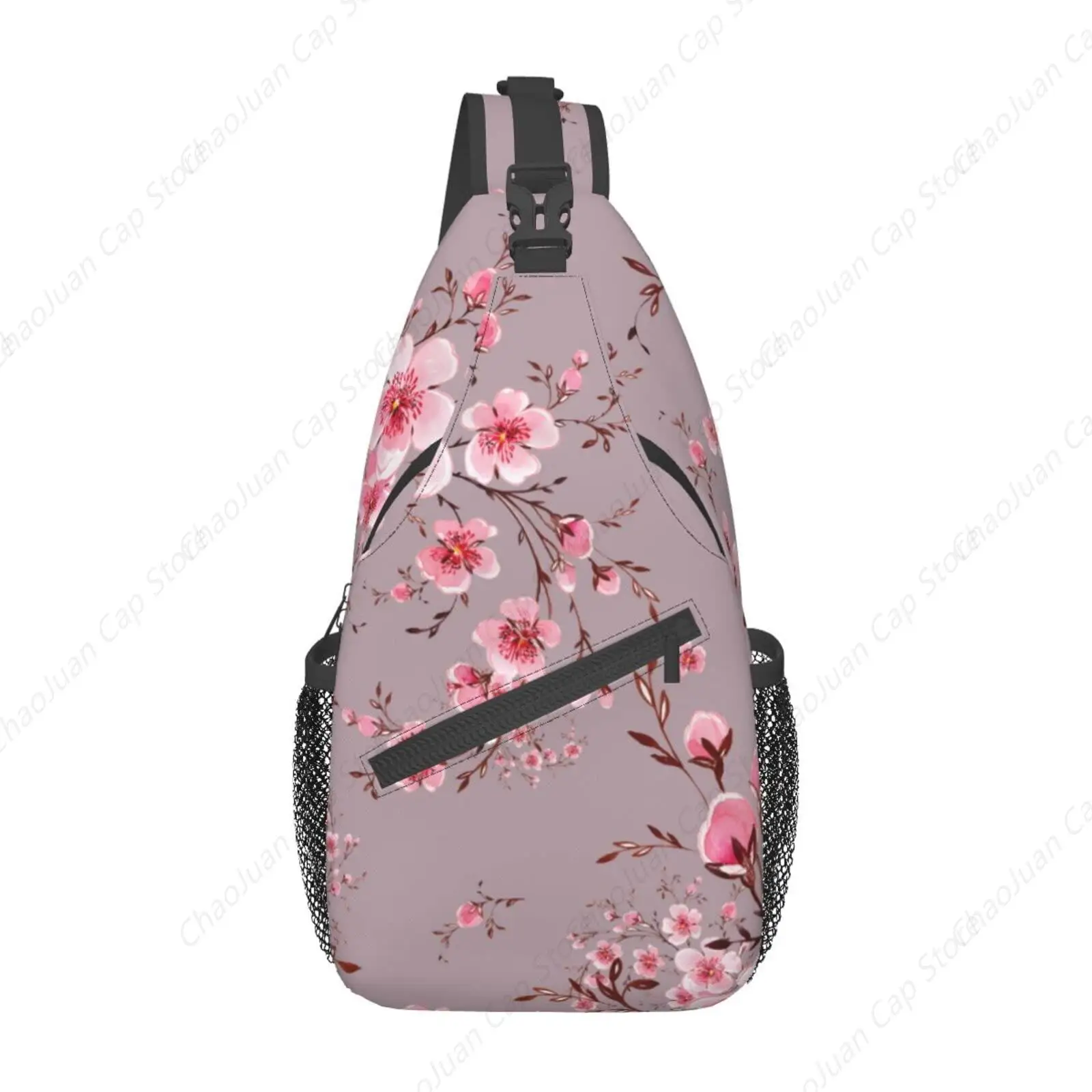 

Pink Watercolor Cherry Blossom Print Unisex Crossbody Sling Backpack | Floral Outdoor Travel Hiking Daypack