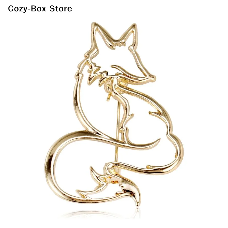 [ZY]Hollow Out Fox Brooches For Women Unisex Metal Simple Party Casual Brooch Pins Gift[ZY]
