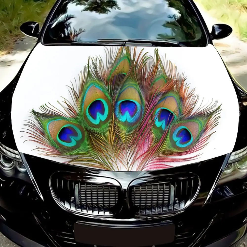 Peacock Feather Painting Car Hood Wrap Color Vinyl Sticker Truck Graphic Bonnet DIY Auto Accessories Decoration Decal Gift