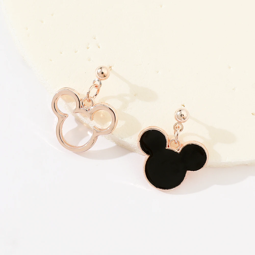 Fashion Simple Disney Enamel Cute Mickey Mouse Earrings for Women Drop Earrings Jewelry Minnie Ear Studs Jewelry Girls