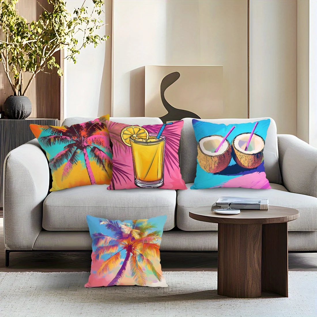 Tropical vacation style pattern Single-sided printing Short plush Suitable living rooms bedrooms sofas (excluding pillow cores)