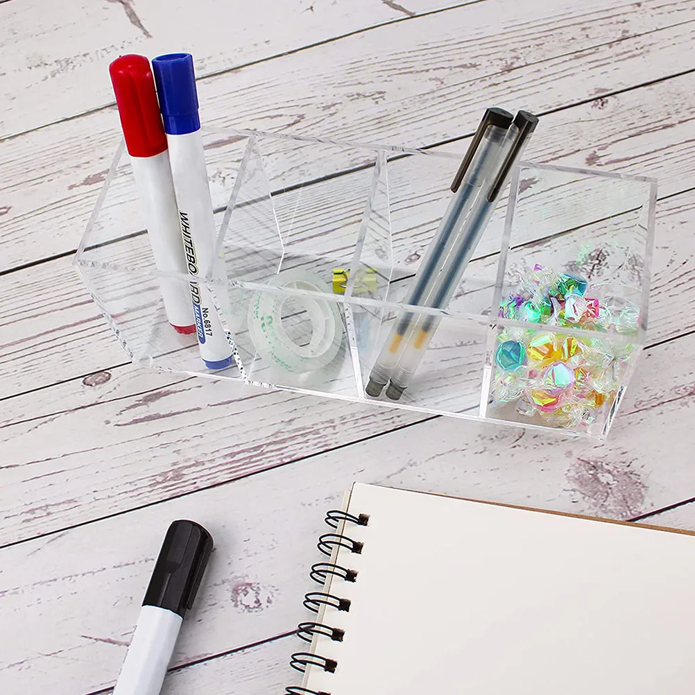 1Pcs Acrylic Pen Holder Desktop Storage Box Multi-Functional Office Organizer Makeup Brush Holder Pencil Container for School