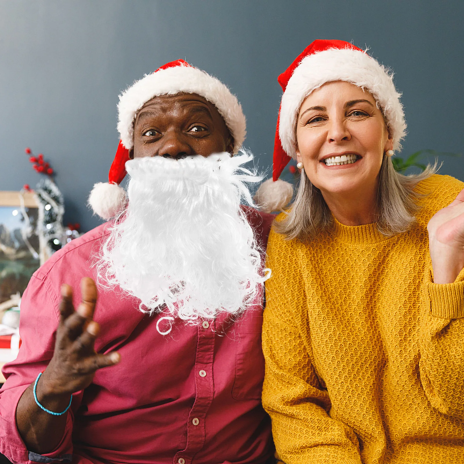 Christmas Santa Claus Beard White Fake Beard For Cosplay Party Costume Accessories Long Artificial Facial Hair Props